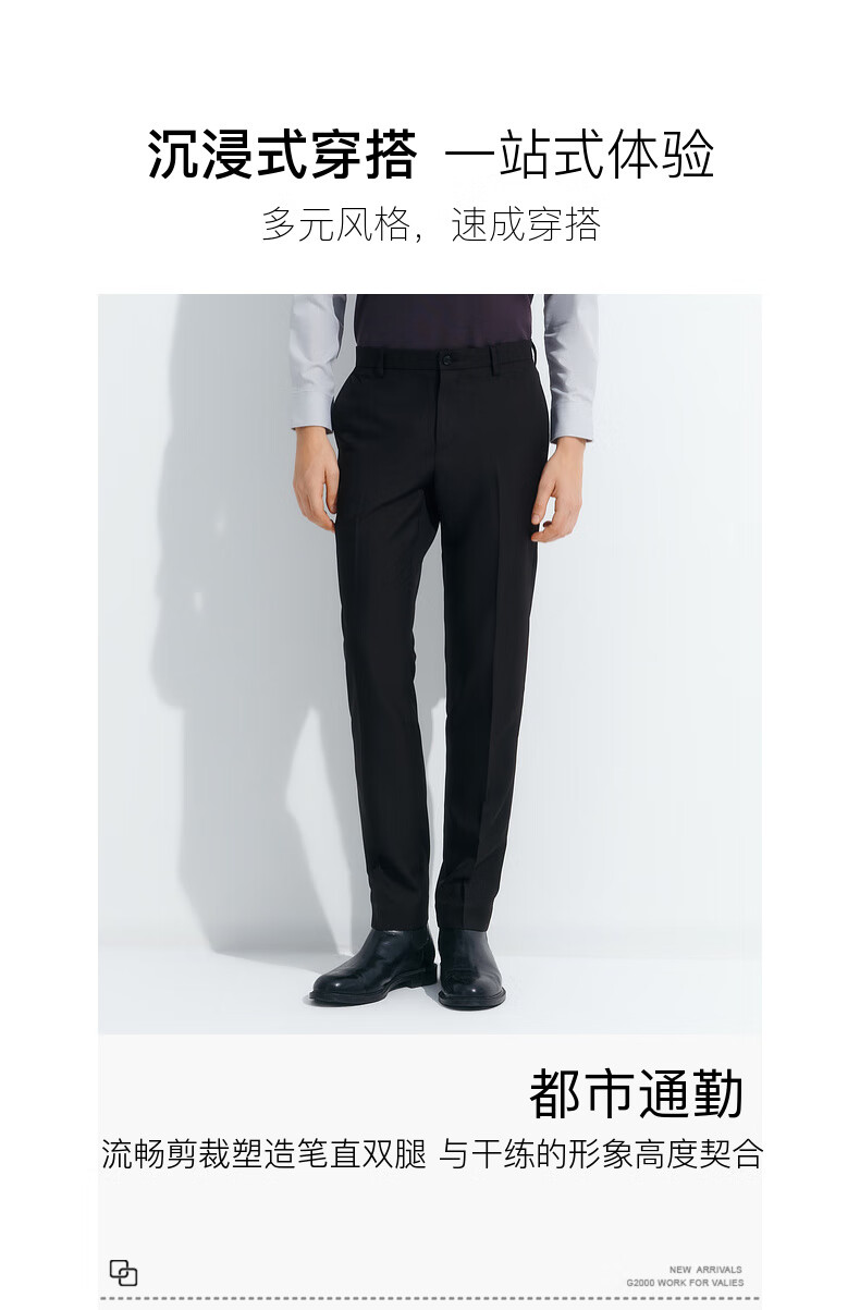 G2000 [Easy-Care/Same As in Mall], Men's Spring And Summer Business Commute Formal Dress Pants, Long Trousers, Black, Size 30 2