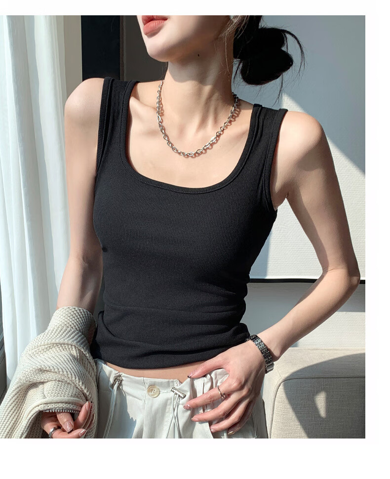 LangSha Wide Shoulder Strap Tank Top for Women 2025 New U-Neck Slim Fit Camisole Outerwear and Innerwear 16