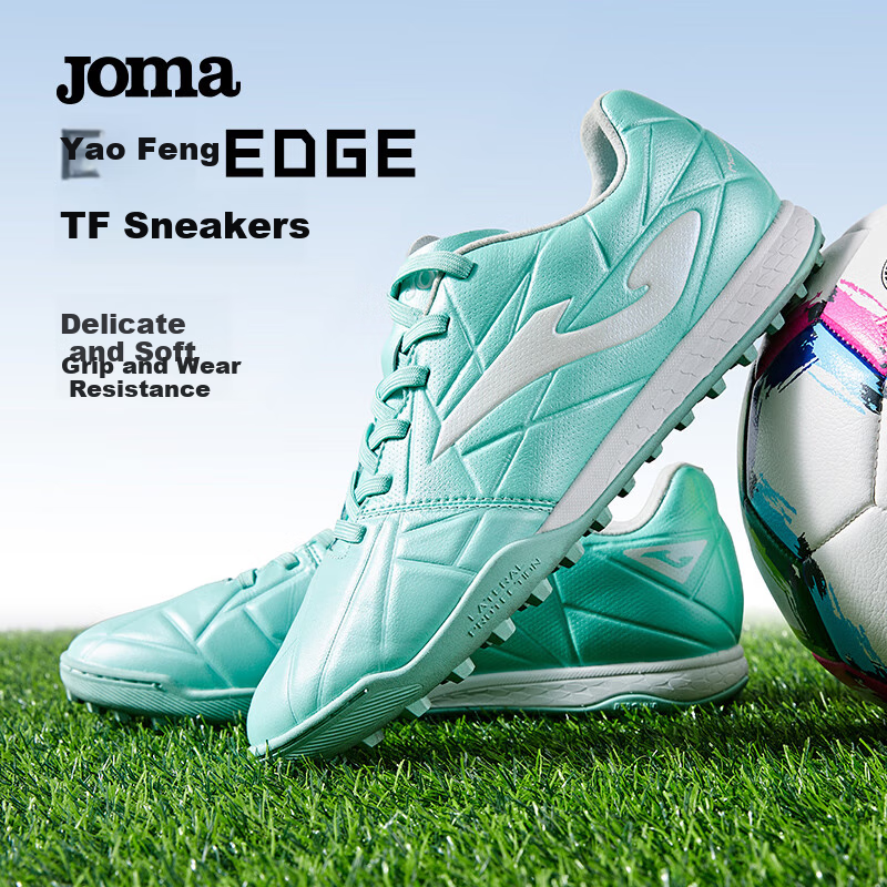 JOMA Kangaroo Leather Soccer Shoes with TF Studs, Non-Slip And Wear-Resistant Professional Football Training Shoes, Mint Green, Size 45