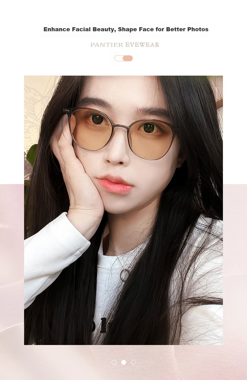 CAPONI Anti-Blue Light Tinted Glasses for Women, Anti-Radiation Non-Prescription Glasses, Ultra-Light, Bare-Faced Korean Style, Face-Slimming Eyeglass Frames, Trendy 2