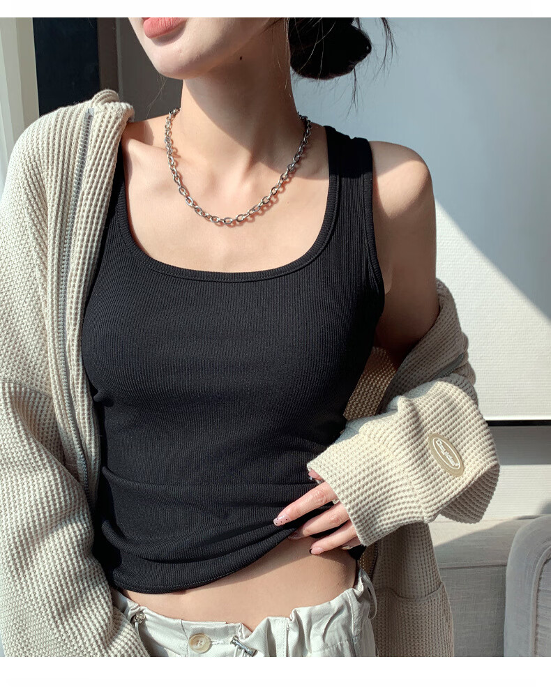 LangSha Wide Shoulder Strap Tank Top for Women 2025 New U-Neck Slim Fit Camisole Outerwear and Innerwear 15