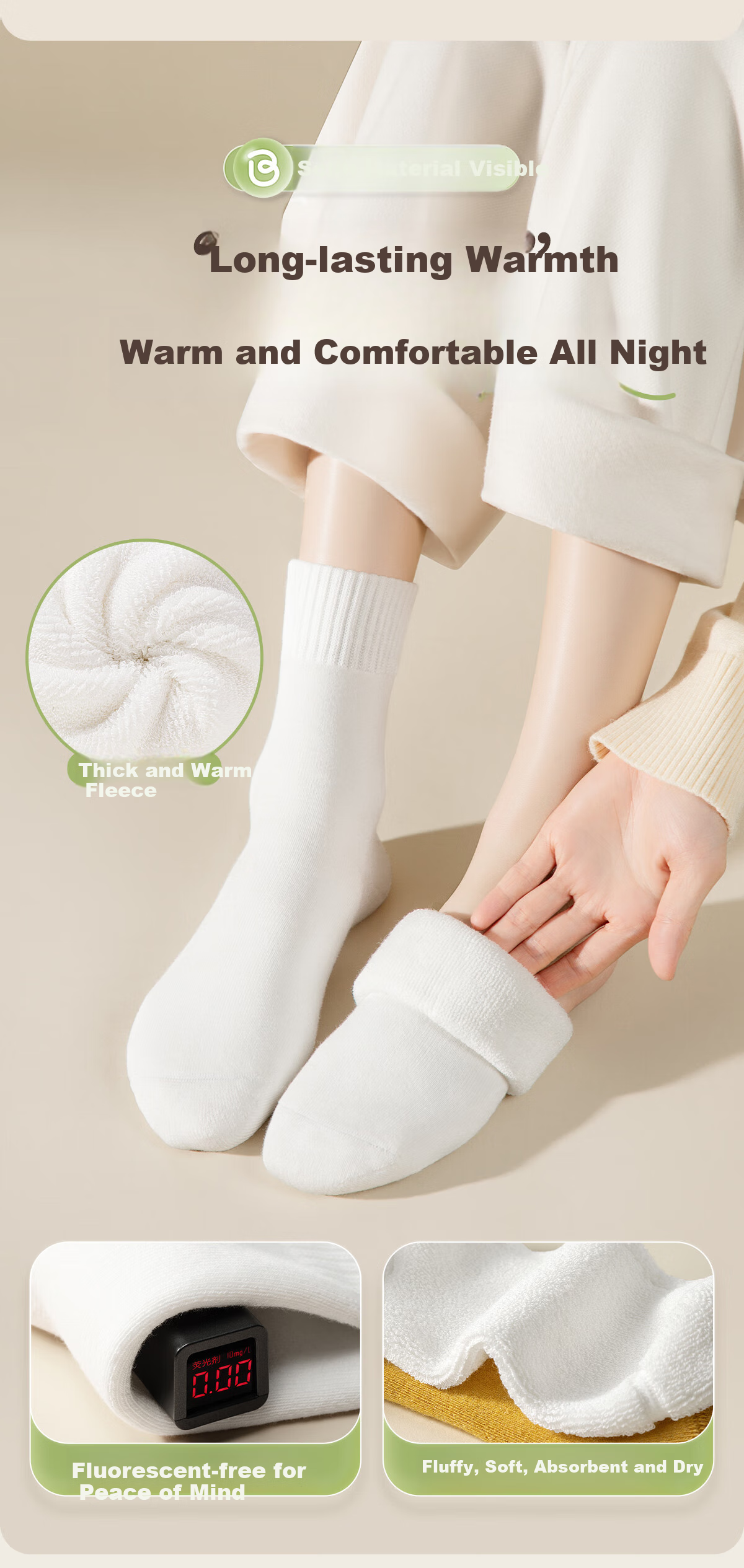BADIGAO Disposable Socks for Men And Women, Daily Wear Fleece-Lined Mid-Calf Socks, Versatile for Autumn And Winter Travel, No-Wash Odor-Resistant 13