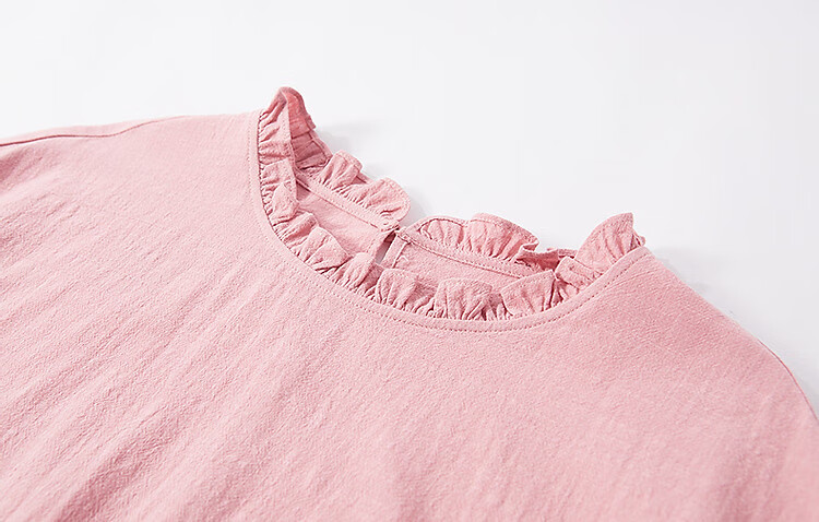 Demana [Skin-friendly Pure Cotton] Summer French Lace Round Neck Ruffle Sleeve Loose Fit Petite Shirt Women's Top 11