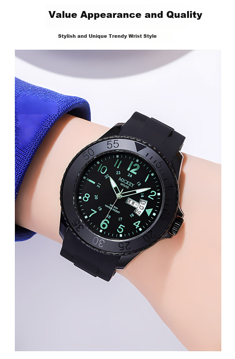Disney Children's Watch for Elementary School Boys, Middle School And High School Students, Sports Waterproof Luminous Watch for Teenage Boys 4