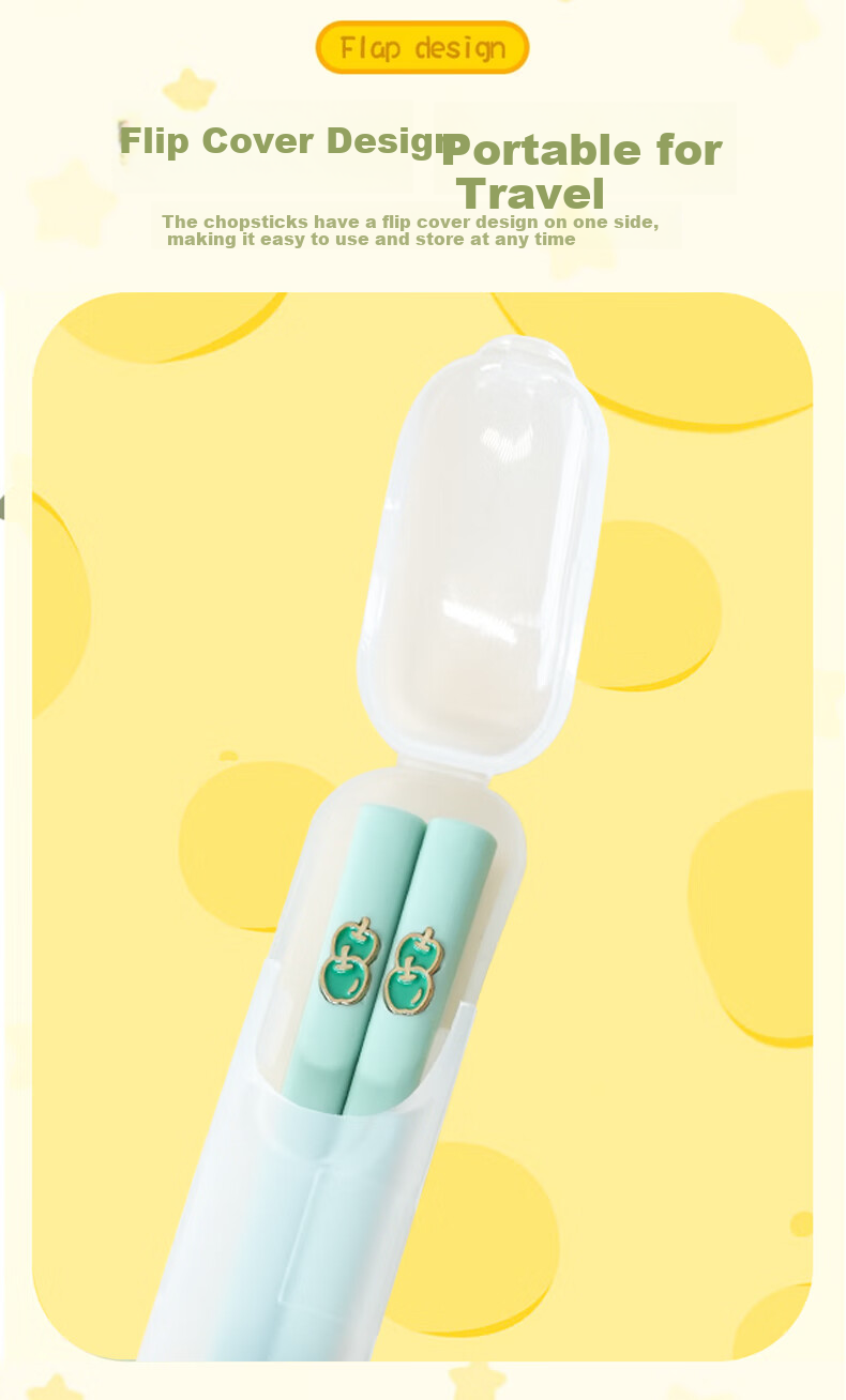 Shihua Children's Portable Chopsticks Set of 2, Heat-Resistant Non-Slip Anti-Mold Alloy Chopsticks with Utensils Storage Box for Students And Toddlers 2