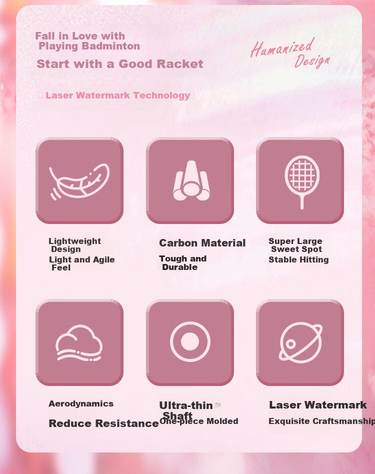 PEAK Badminton Racket, Full Carbon Fiber Single Racket, High Tension 5U Professional Competition Racket, Ultra-Light And Durable Carbon Fiber Racket 3