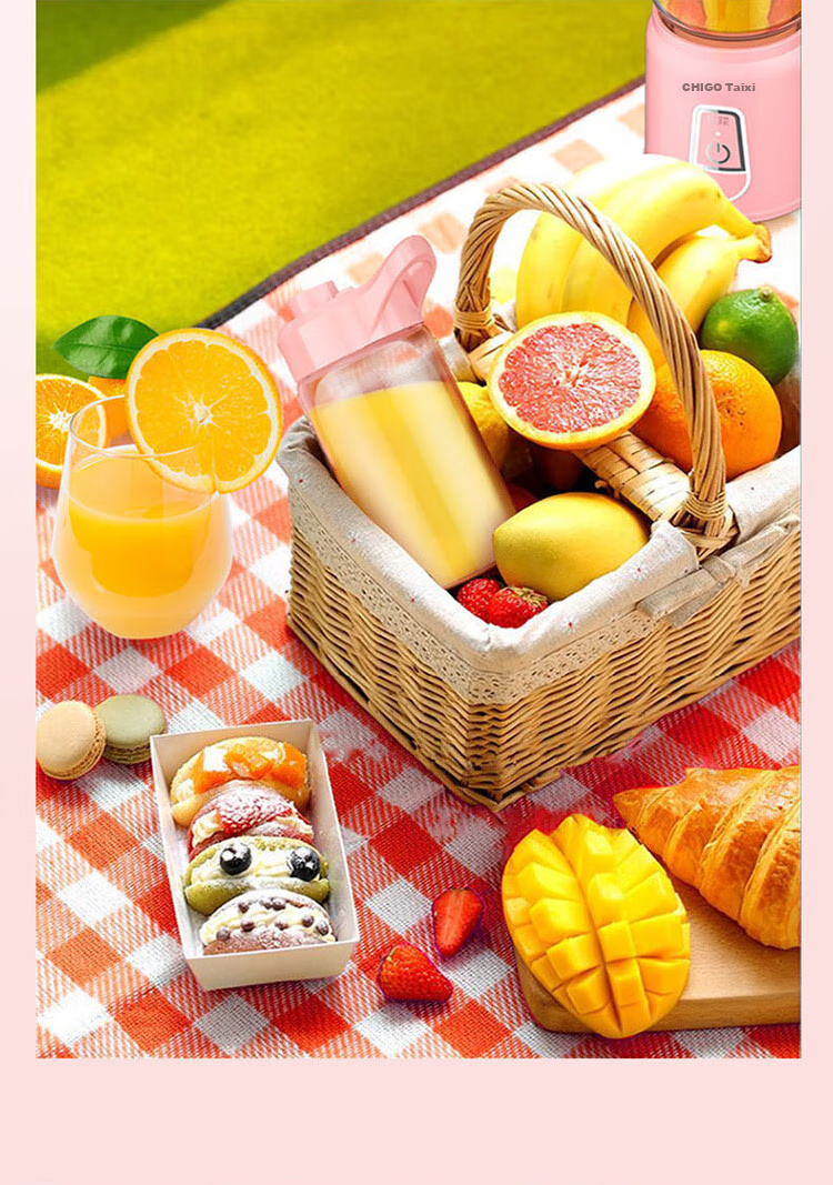 CHIGO Portable Household Juicer Wireless Charging Juice Blender Outdoor Travel Cup 1L Small Ice Crushing Fruit Juicer Birthday Gift M01 17