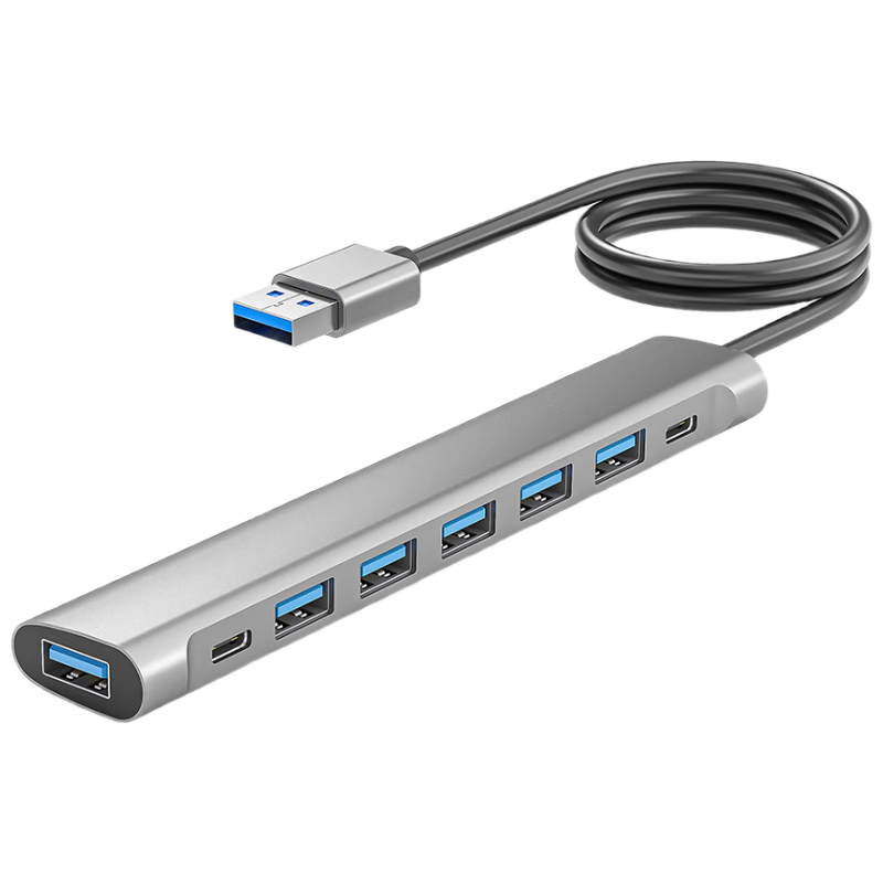 Youlianxing USB Hub Extender, 8 Ports, 2 Meters, USB 3.0 Expansion Hub, One-To Adapter, Suitable for Apple, Huawei Desktop Computers, Laptops, Mouse, Keyboard, Hard Drive