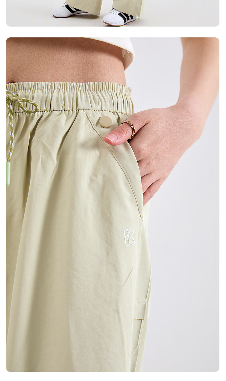 BOPRUIEY Women's Cargo Pants, Summer Style, Draping Quick-Dry, Elastic Ankle, Wide-Leg, Two-Way Wear, Casual Sports, Loose Straight-Leg Pants 14