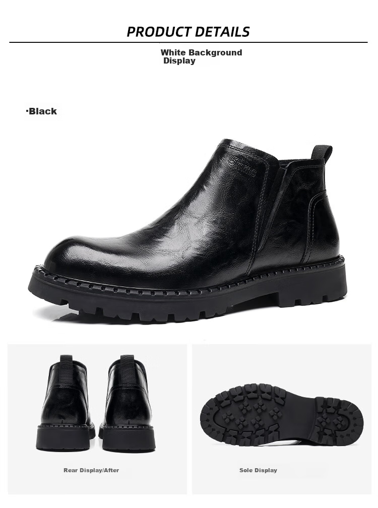 15MINS Men's Chelsea Boots, British Style Retro Martin Boots, Business Casual Men's Boots, Trendy Men's Shoes, E1957 Black Size 41 14