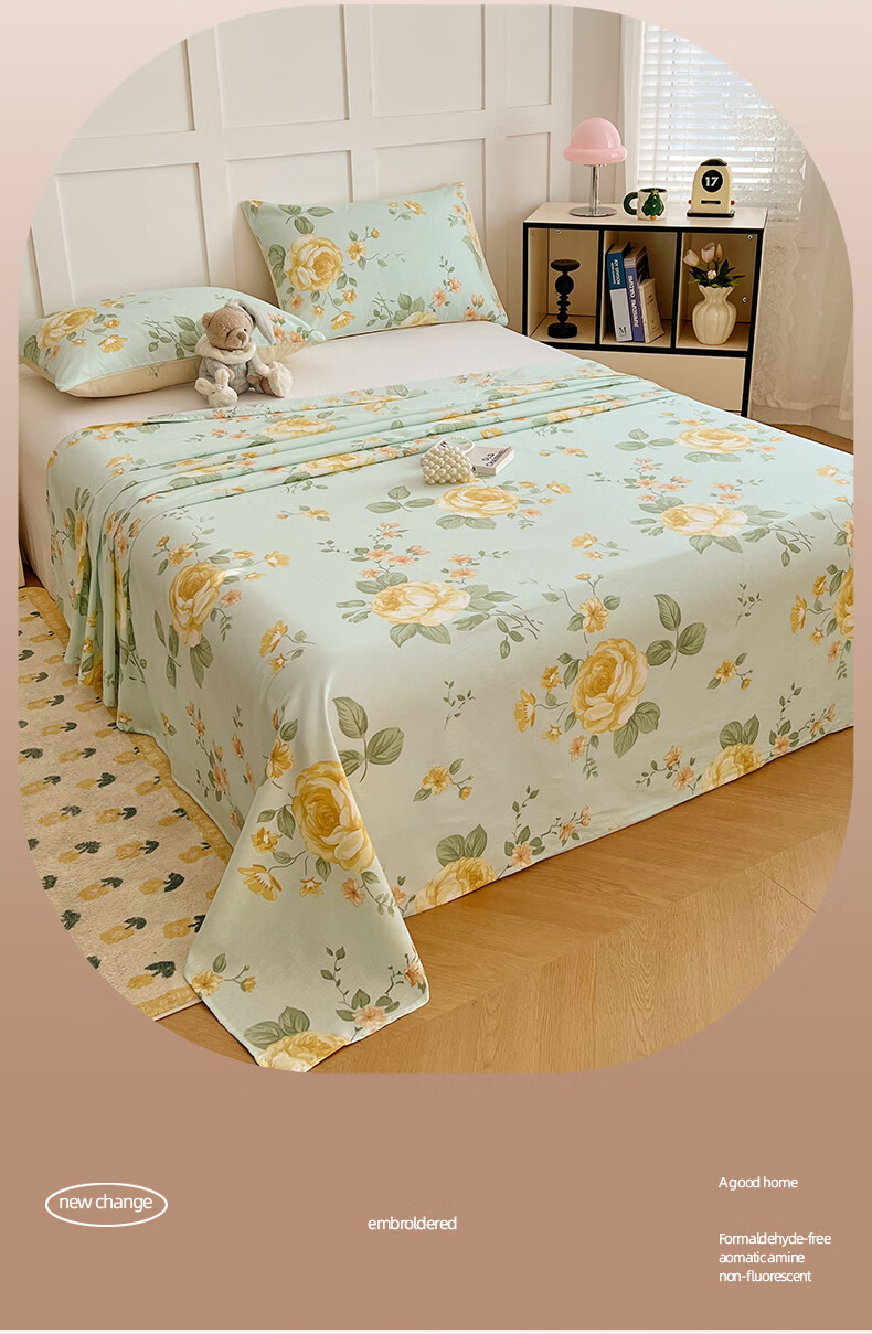 Hongdou Pure Cotton Bed Sheet Single Piece, 100% Xinjiang Cotton, Thick Bed Cover for Student Dormitory, 160*230cm, Duoma 1