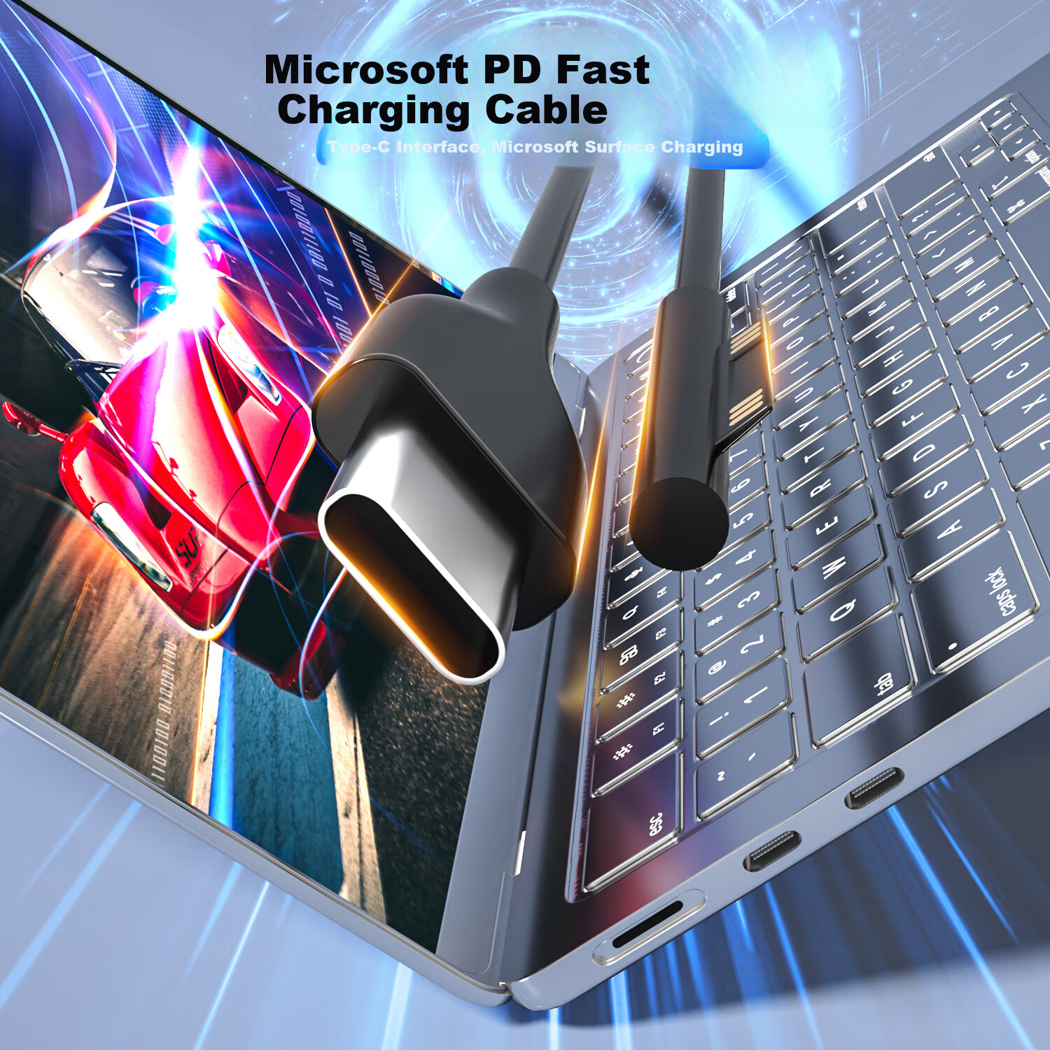 Delippo PD Adapter Cable for Surface Microsoft Laptops, Type-C to Pro5/Pro4/3 Computer Charger Cable, 15V Induction Device with Magnetic Connector