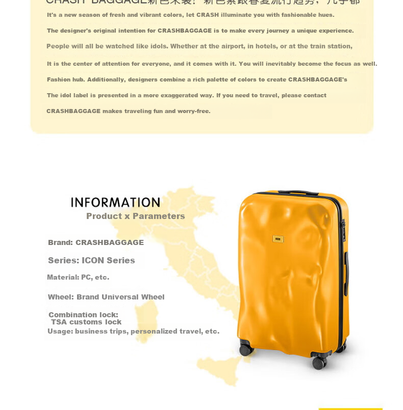 CRASH BAGGAGE Italian Embossed Suitcase Travel Case Carry-On Luggage Trolley Case for Men And Women, Black, 20 Inches 2