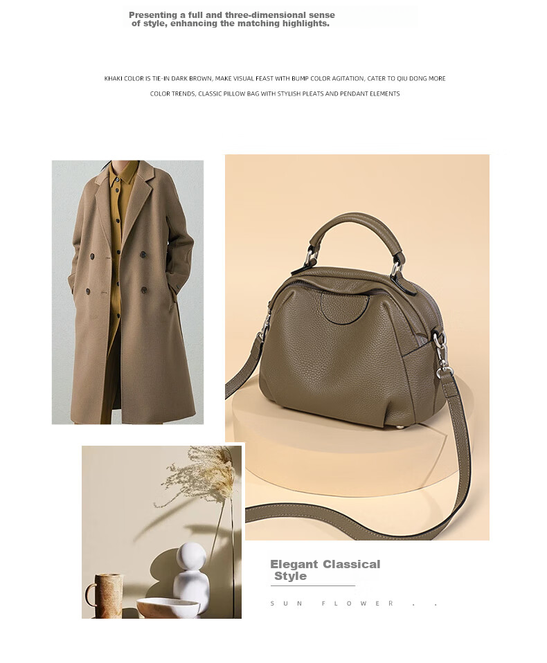 Viney Leather Handbag, Women's Crossbody Bag, Middle-Aged Shoulder Tote Bag, Practical Birthday Mother's Day Gift for Mom 4