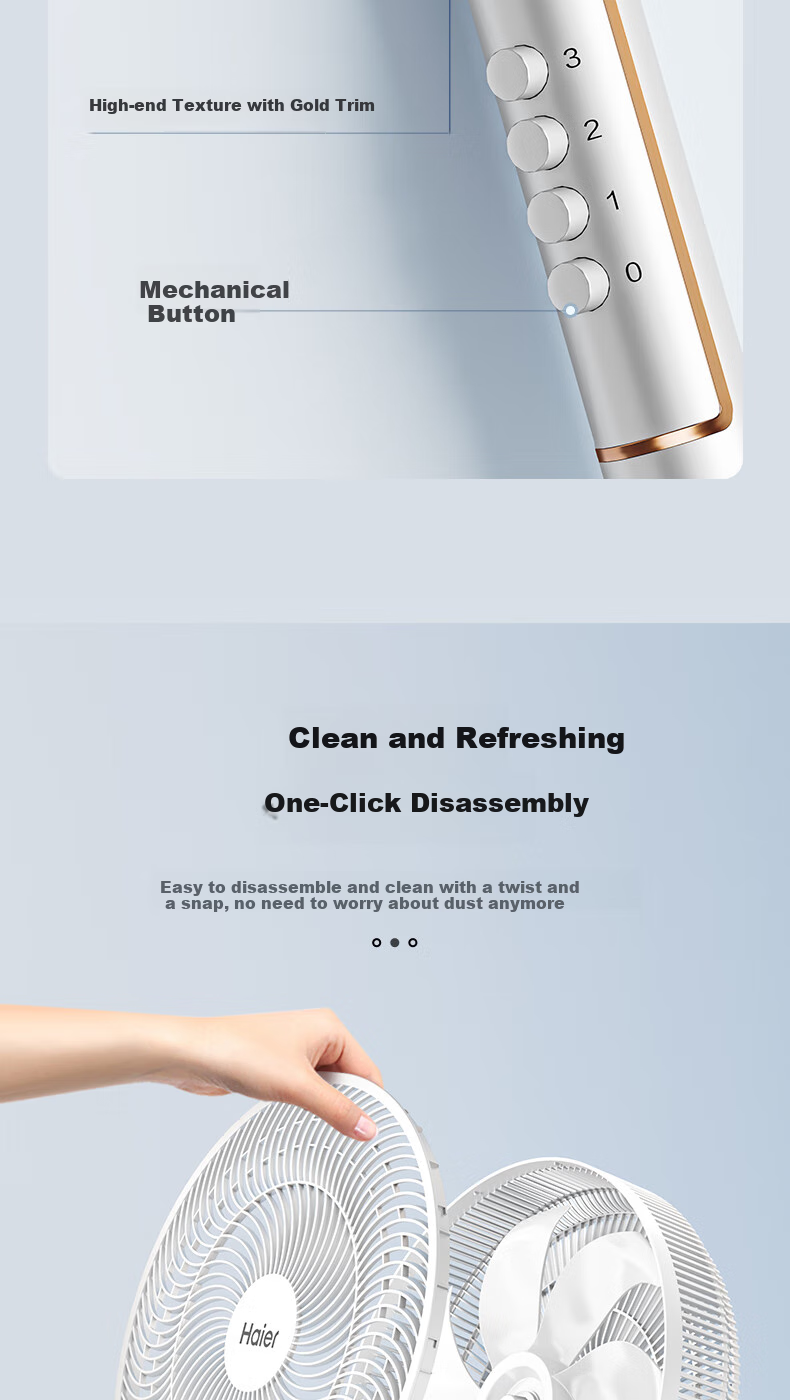 Haier Electric Fan, Floor Fan for Home Use, 10 Blades, High Airflow, Quiet Operation, Large Size, Sold by JD, Voice Control, Oscillating Head, Timer Function, Standing Fan for Dormitory, HFS-Y4026AU9 4