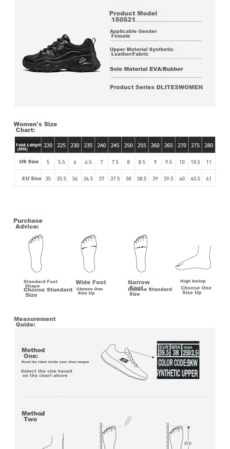 Skechers Women's Shoes, Spring Thick-Soled Heightening Sneakers, Versatile Lightweight Soft-Bottom Casual Shoes, Panda Shoes, 150521 2
