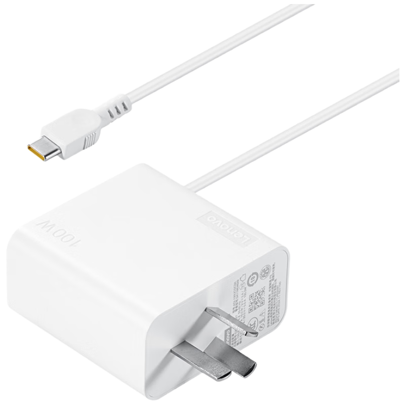 Lenovo Original 100W Power Adapter, Type-C Charger, 100W Laptop Gallium Nitride Charger, USB-C Portable PD Fast Charging, ThinkPad Computer Charging Cable, White