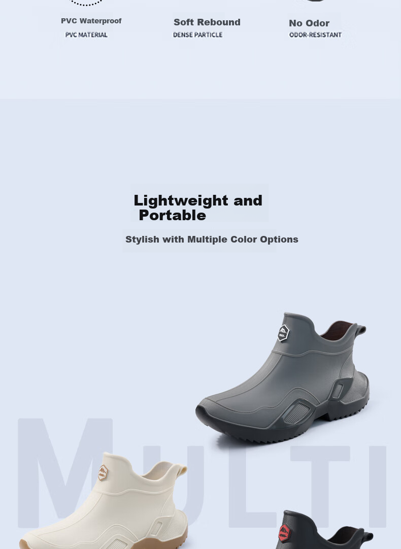 Lanoudun Men's Short Rain Boots, Beach Combing Waterproof Shoes, Non-Slip Fishing Shoes, YX1039 Size 42 4
