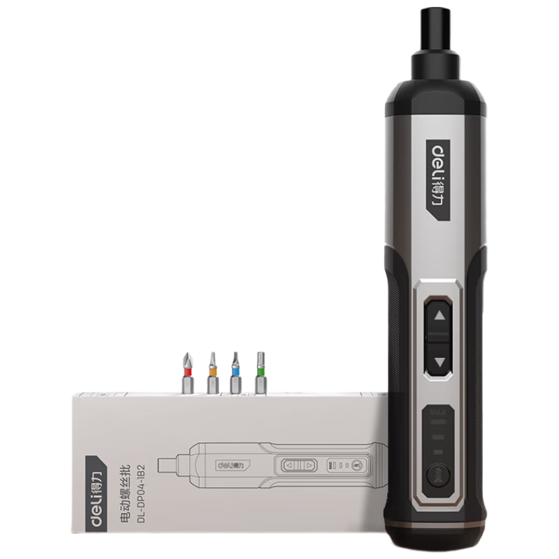 Deli Electric Screwdriver, Rechargeable Household Mini Electric Screwdriver with 4-Piece Bit Set