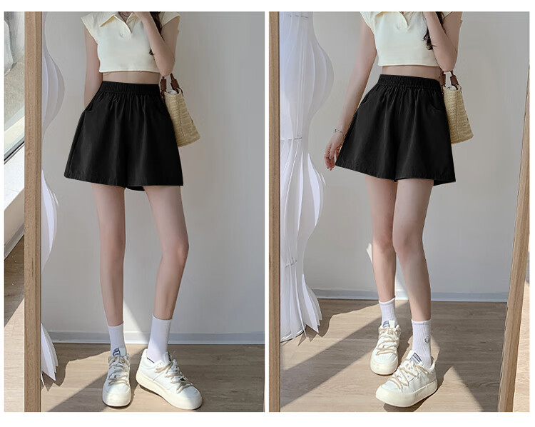 Free Style Pure Cotton Workwear Shorts for Women Summer 2026 New High Waist Slim Loose Wide Leg Outdoor Running Casual Knee-Length Pants 10
