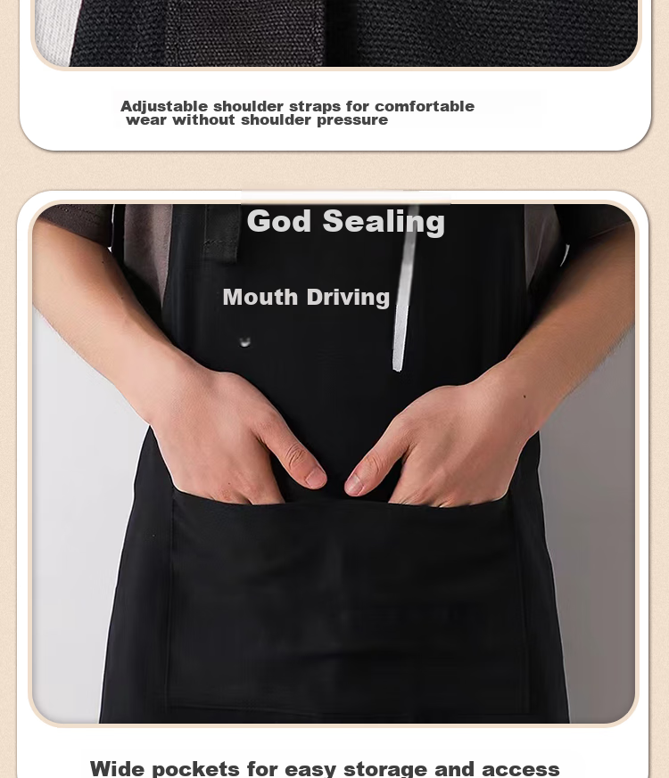 Jiapinhui Apron, Home Light Luxury Canvas Navy Blue Apron, Unisex Style, Adjustable Size, LF-2436 12