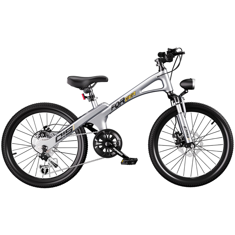FOREVER Children's Bicycle for Older Kids 6-12 Years Old, Magnesium Alloy Variable Speed Mountain Bike, for Boys And Girls, Student Bike, 22-Inch Silver Color