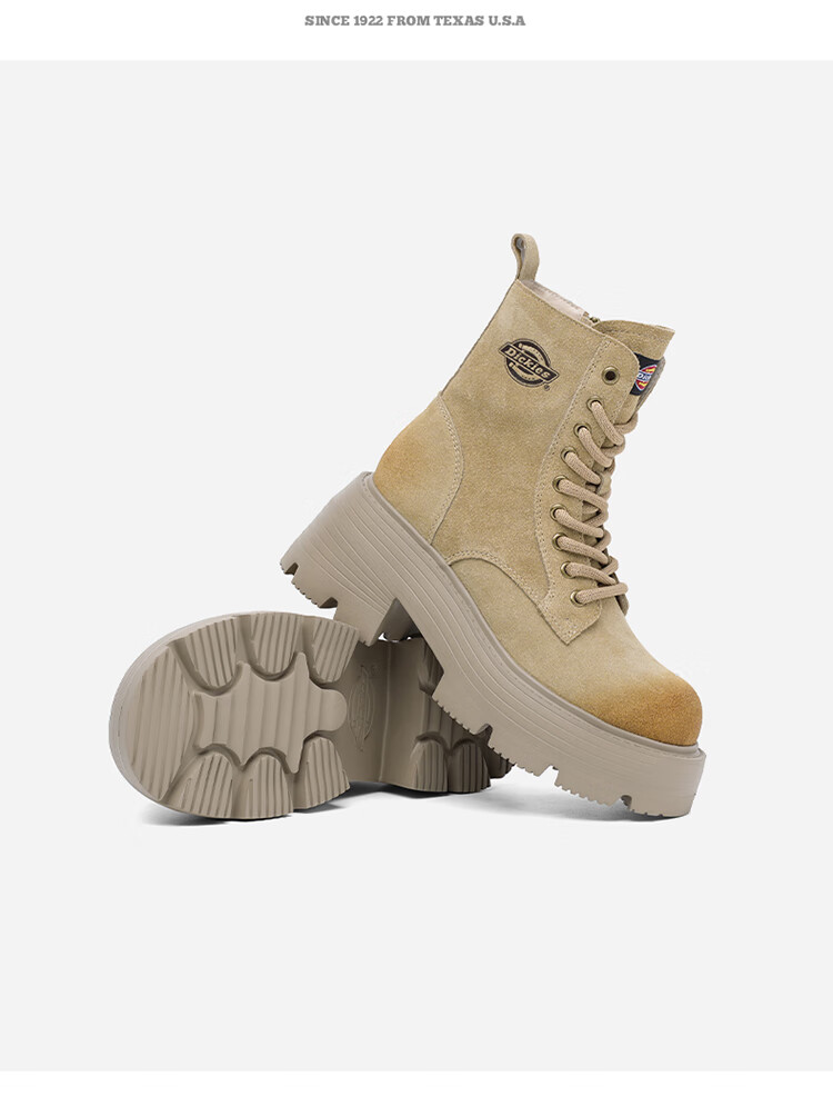 Dickies Women's Martin Boots, Fashionable Versatile High-Top Boots, British Style Casual Boots, Work Boots, Khaki, Size 35 8