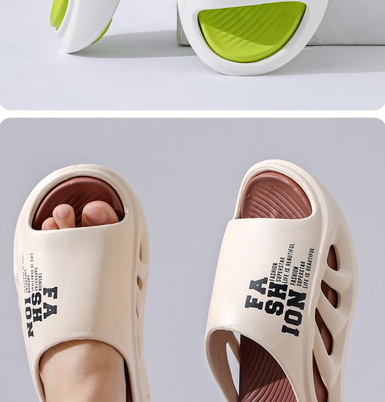 Huamei Jianbu Men's Sports Outdoor Slippers Soft Sole Non-Slip Lightweight Home Casual Sandals HM60231 Khaki Size 40-41 23