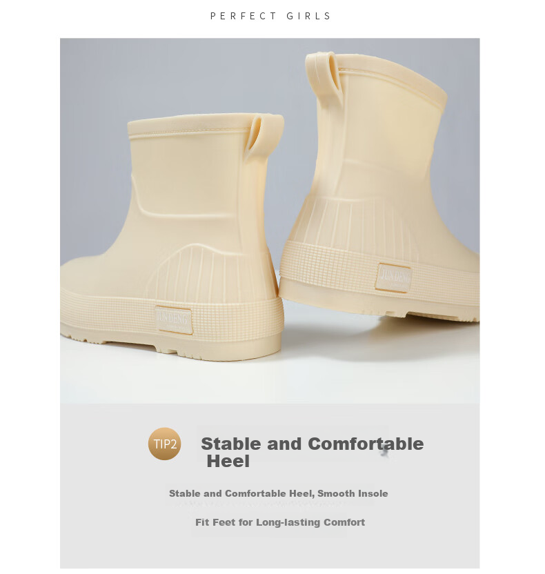 FOOTOPPO Fashion Rain Boots for Women, Short Mid-Calf Waterproof Rubber Shoes, Non-Slip Overshoes for Adults And Ladies 4