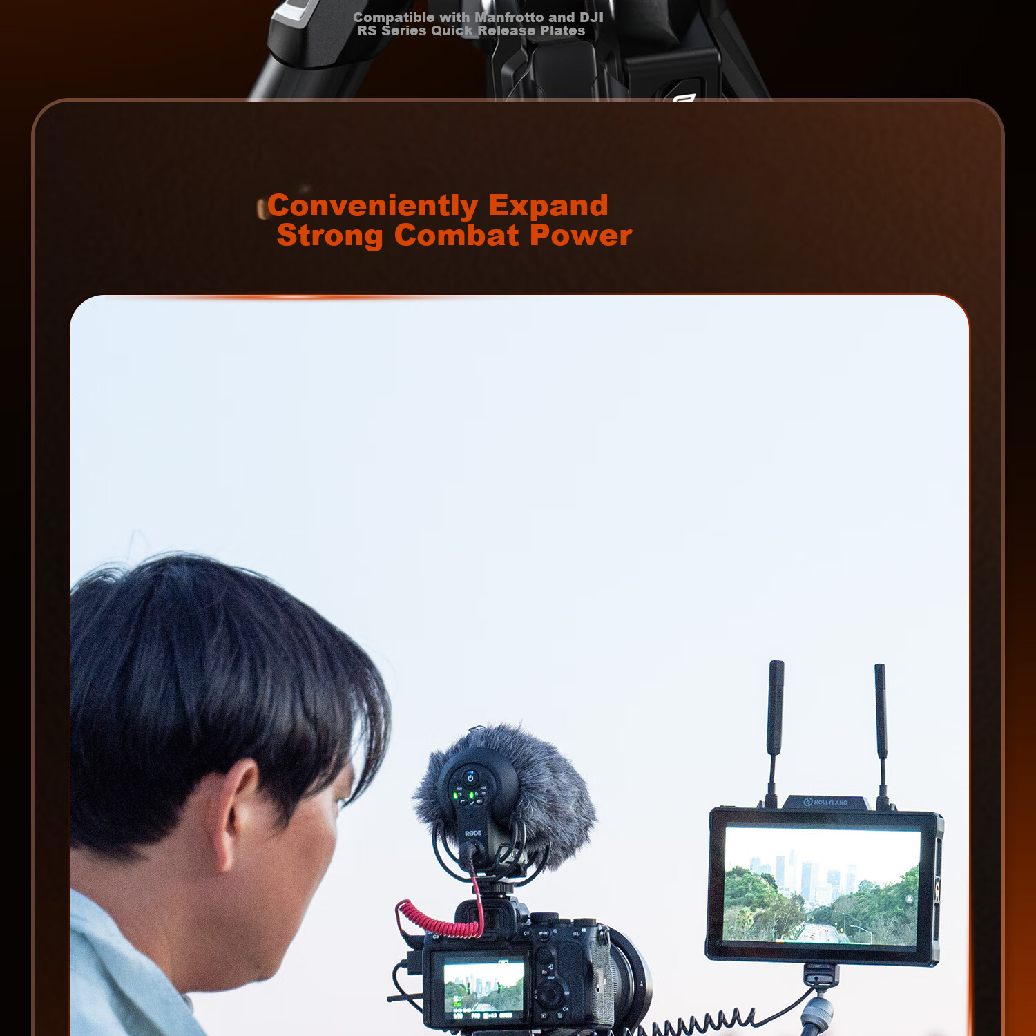 SmallRig X POTATO Jet Tribex Carbon Fiber Tripod, One-Touch Full-Open Professional Photography Tripod, Camera Shooting Hydraulic Arm Head, Camera Support Stand 16