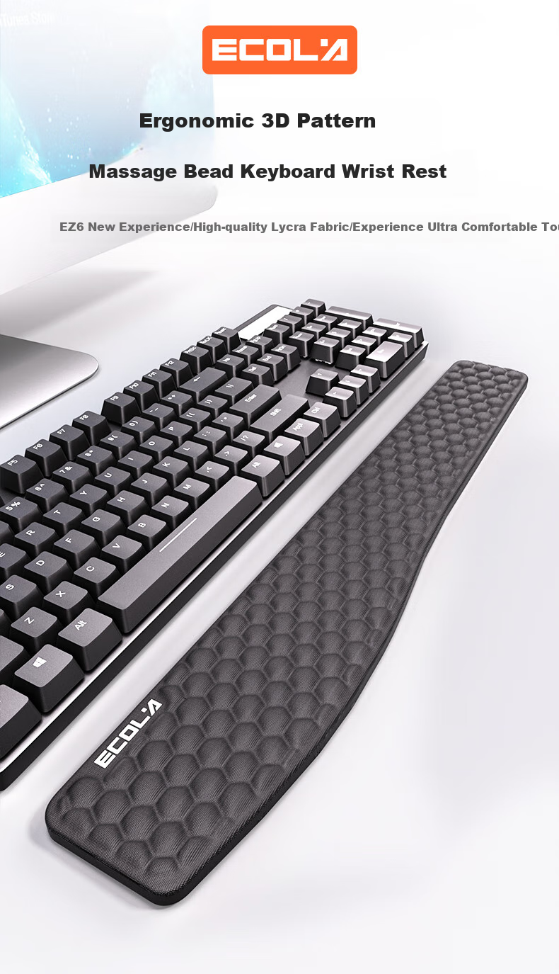 ECOLA 3D Textured Massage Gel Pad, Breathable Soft Comfortable, Antibacterial Rebound Memory Foam, Ergonomic Wrist Rest Keyboard Pad 1