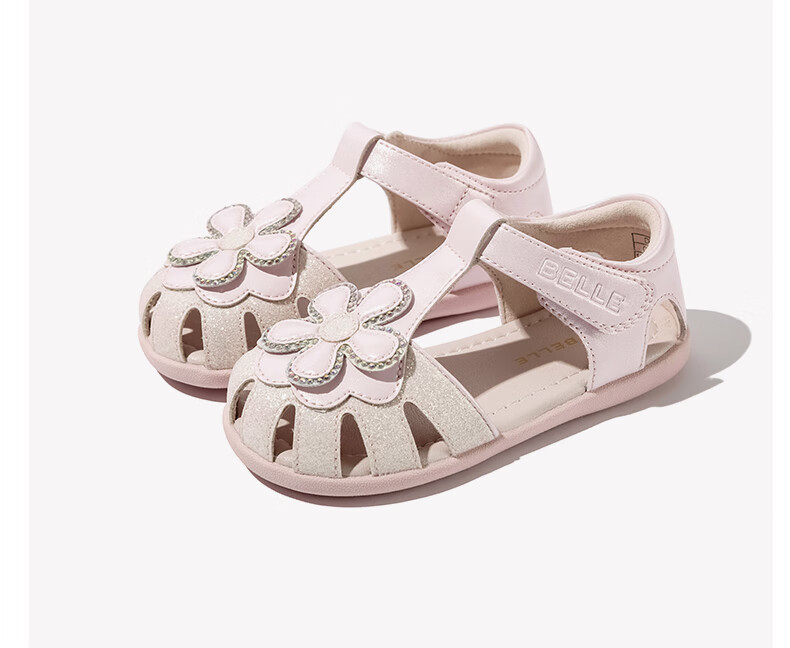 Belle Children's Shoes, Girls' Closed-Toe Sandals, Summer Soft-Soled Walking Shoes for Kids, Fashionable Princess Shoes for Toddlers, Pink, Size 30 11