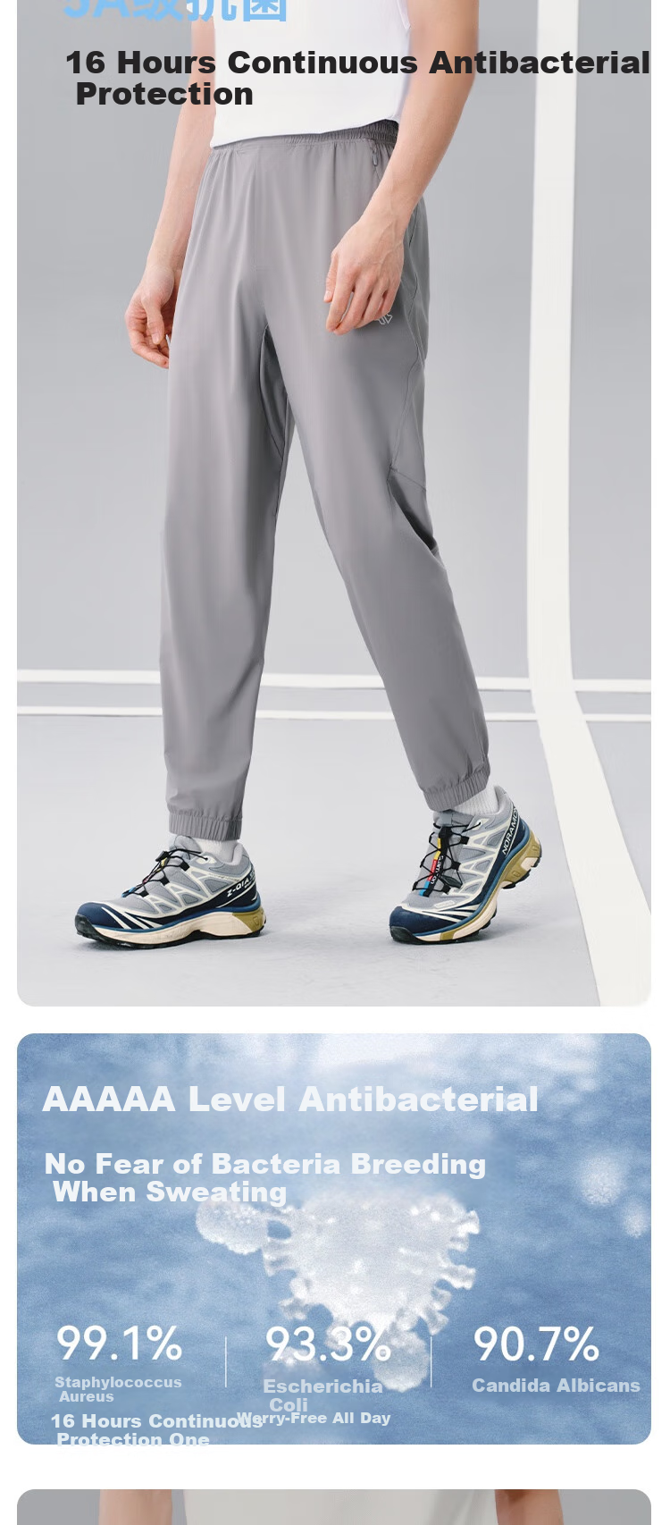 JD Original Quick-Dry Men's Sports Pants, Fitness Long Trousers, Straight-Leg Comfortable Elastic Running Joggers, Rhinoceros Gray, M 10