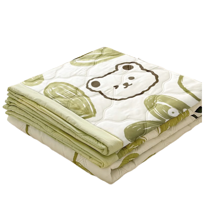AVIVI Fiber Quilt, Washed Cotton Summer Cool Quilt, Thin Quilt, Air Conditioning Quilt, 2 Jin, 150*200cm, [Forest-Themed Little Bear]