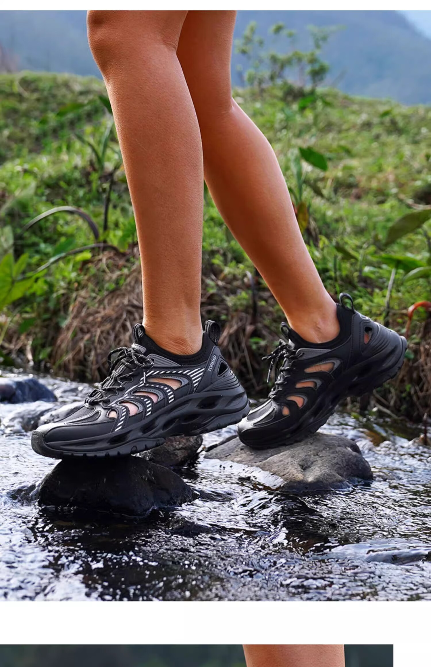 TOREAD Outdoor Non-Slip Breathable Hiking Shoes for Stream Trekking And Water Wading, Beige And Black - Men's Size 40 24