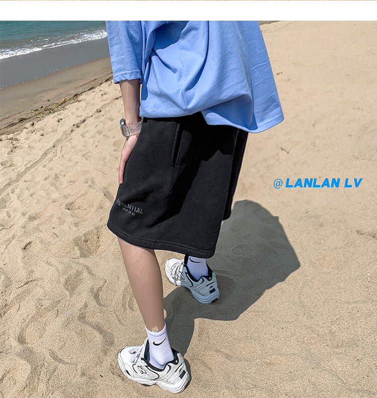 IZEXX Casual Shorts for Men, Summer Lightweight American High Street Loose Fit Sports Beach Shorts, Versatile IZ67 Gray M 3