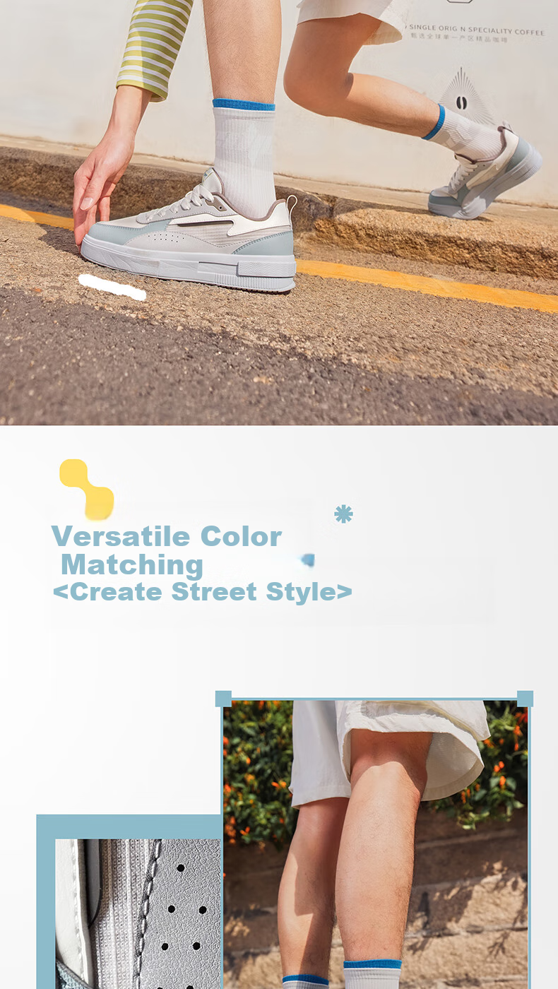 ERKE Men's Skateboard Shoes, Summer New Style Breathable Versatile Casual Shoes Sneakers | Jinghong 2 Lite 7
