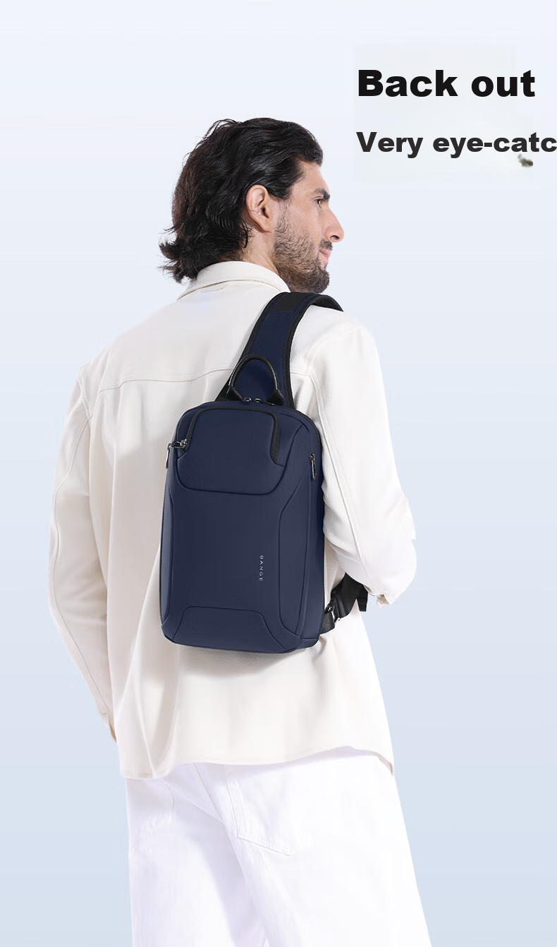 Bange Business Casual Chest Bag, Large Capacity Crossbody Bag, IPad Tablet Bag, Multifunctional Commuter Shoulder Bag for Men, 8031 Black 3