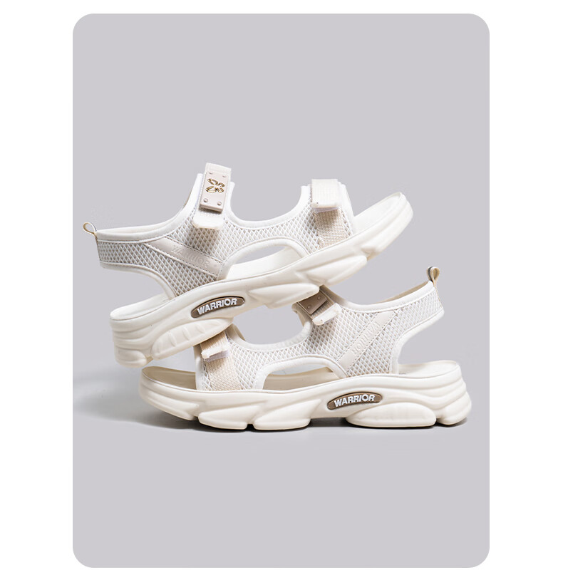 Warrior Women's Summer New Sandals Fashionable Student Sports Beach Sandals Beige Size 35 1