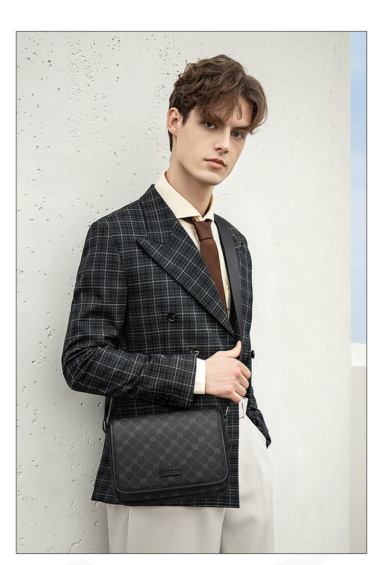 GOLF Shoulder Bag for Men, Crossbody Bag with Vintage Print, IPad And Phone Pouch, Water-Resistant Business Commuter Small Square Bag 4