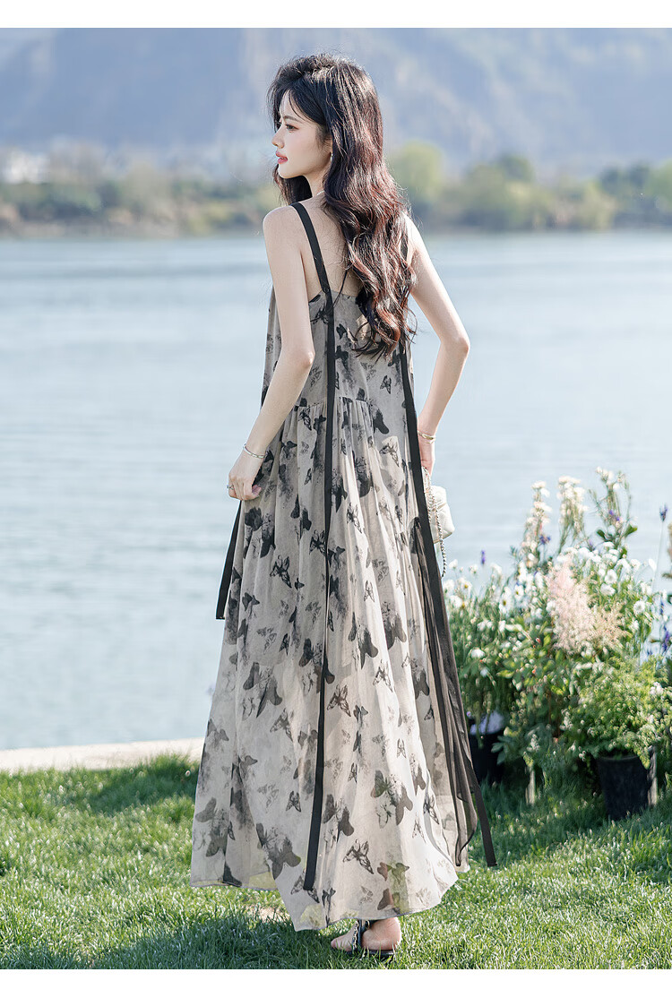 Cypress Long Dress 2026 Summer New Women's Loose Elegant Flared Slip Dress 5
