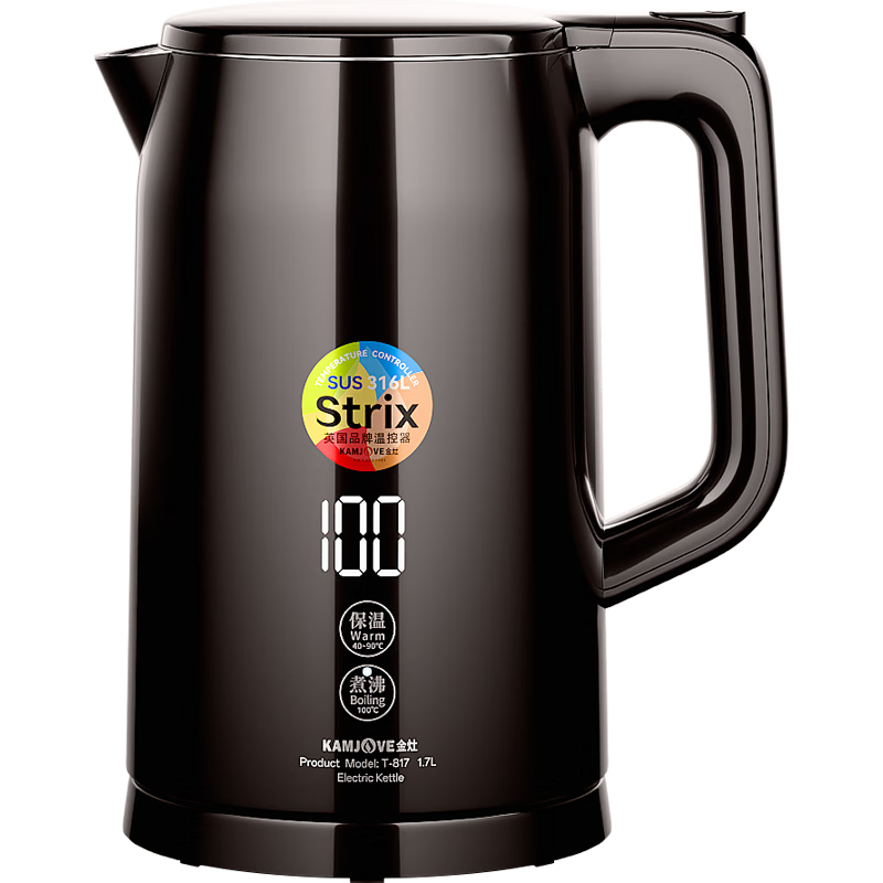 KAMJOVE Large Capacity 1.7L Double-Layer Anti-Scalding Constant Temperature Electric Kettle, Water Boiler, Cooking Kettle, Constant Temperature Kettle with Temperature Display, Electric Kettle for Boiling Water, T-817