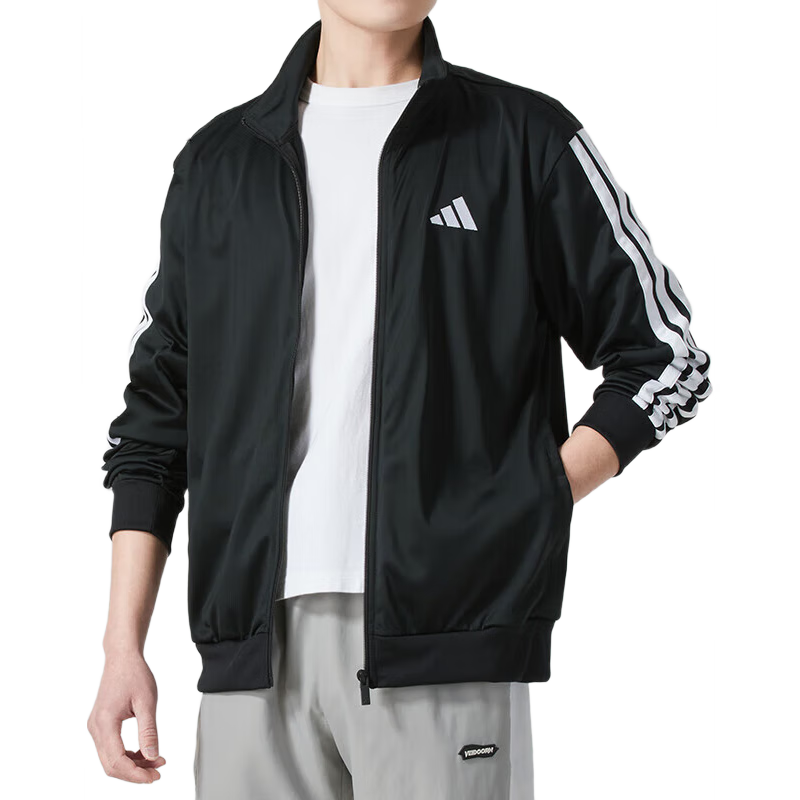 Adidas Sportswear Fitness Training Running Exercise Casual Wear Knitted Jacket Top JI8816 Black XL
