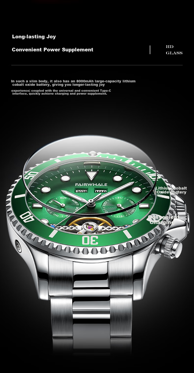 MARK FAIRWHALE Competitive Diving Series Men's Skeleton Mechanical Watch, Automatic Chinese Watch, Qixi Gift for Husband, 6010 4