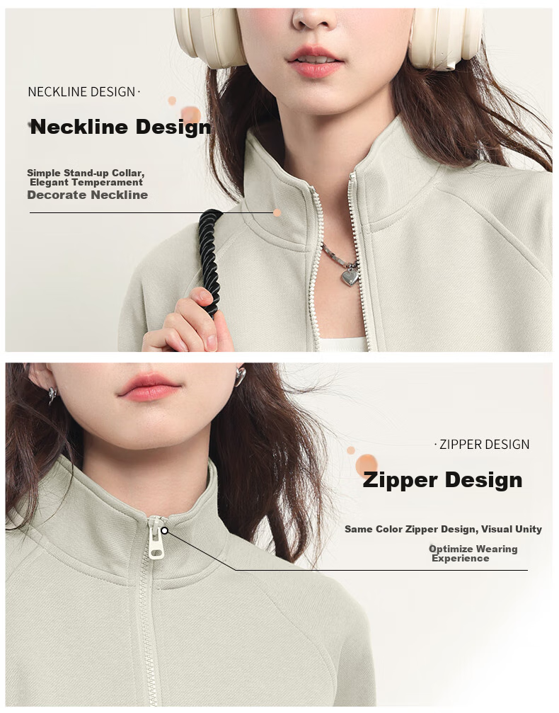 MJ STYLE Stand-Collar Cardigan Jacket for Women, Spring And Autumn 2026, Loose-Fitting Casual Versatile Short Style, Petite Sporty Long-Sleeve Top 6