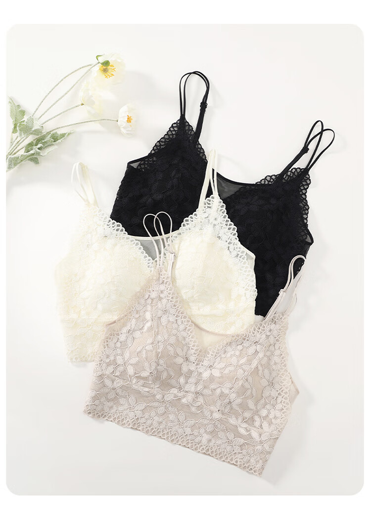 LangSha Spring Summer Comfortable Cooling Lace French Style Vest with Chest Pad Sexy Seamless Back Beautiful Versatile Camisole Bra 18