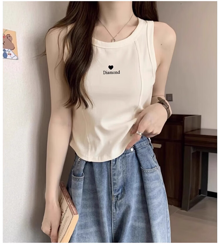 GRACEWELL Women's Spring Summer Loose Fit Stylish Sleeveless Tank Top Innerwear Ribbed Trendy Shirt 4