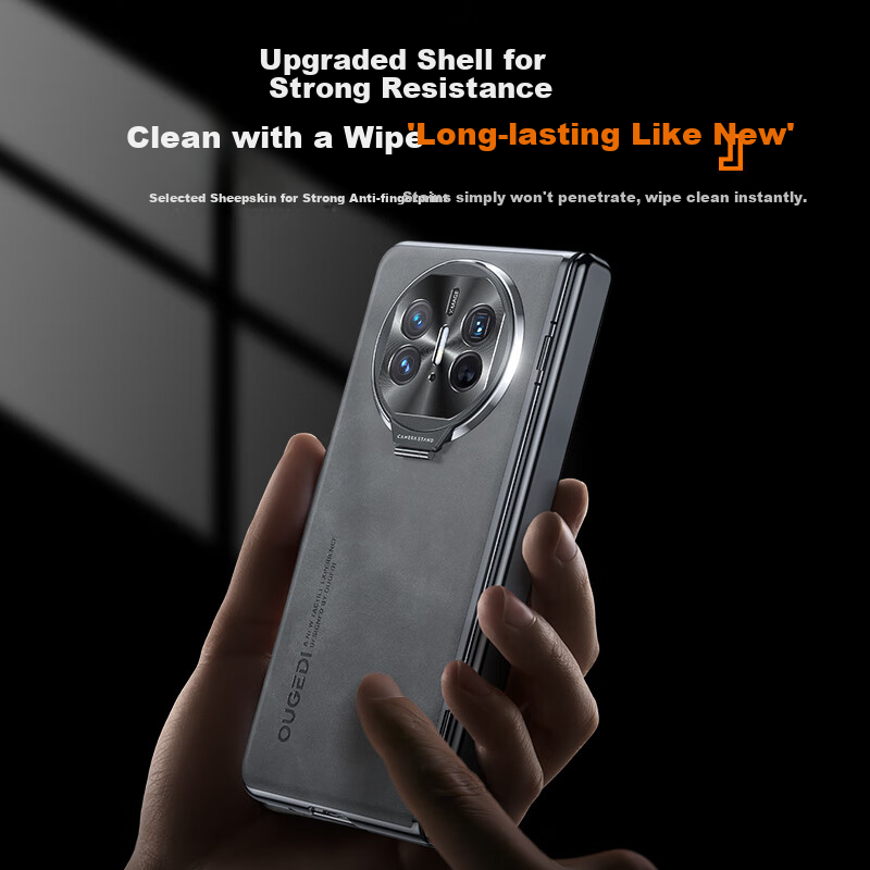 Чехол-книжка Ougedi для Huawei Mate X5, из натуральной кожи, с защитой камеры, противоударный, бизнес-стиль, светло-серый