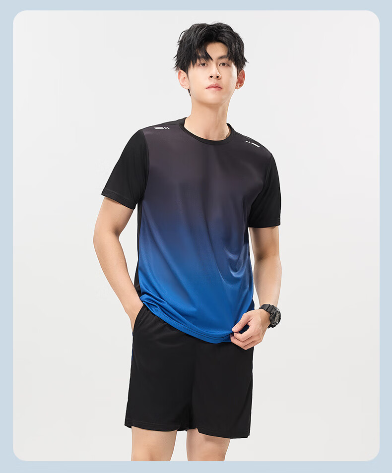 VICTORIATOURIST Sports Set for Men And Women, Indoor Fitness Wear, Quick-Dry Short-Sleeve T-Shirt, Badminton And Basketball Training Shorts, Running Gear 23