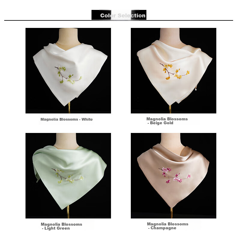 Hangsilu Handmade Suzhou Embroidery Silk Scarf, Mulberry Silk Outer Wrap, High-End Birthday Gift, Valentine's Day Present for Women, Mothers And Elders 2